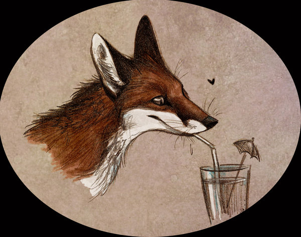 &hearts; canine culpeofox drink drink_umbrella feral fox mammal solo umbrella