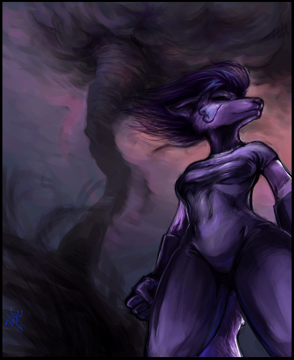 female form_fitting gloves low-angle_shot luna-v mammal solo stance storm tornado twister weather whirlwind worm's_eye_view worm's-eye_view