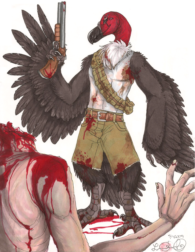 buzzard epicwang fallout guro human shotgun vulture weapon zombie