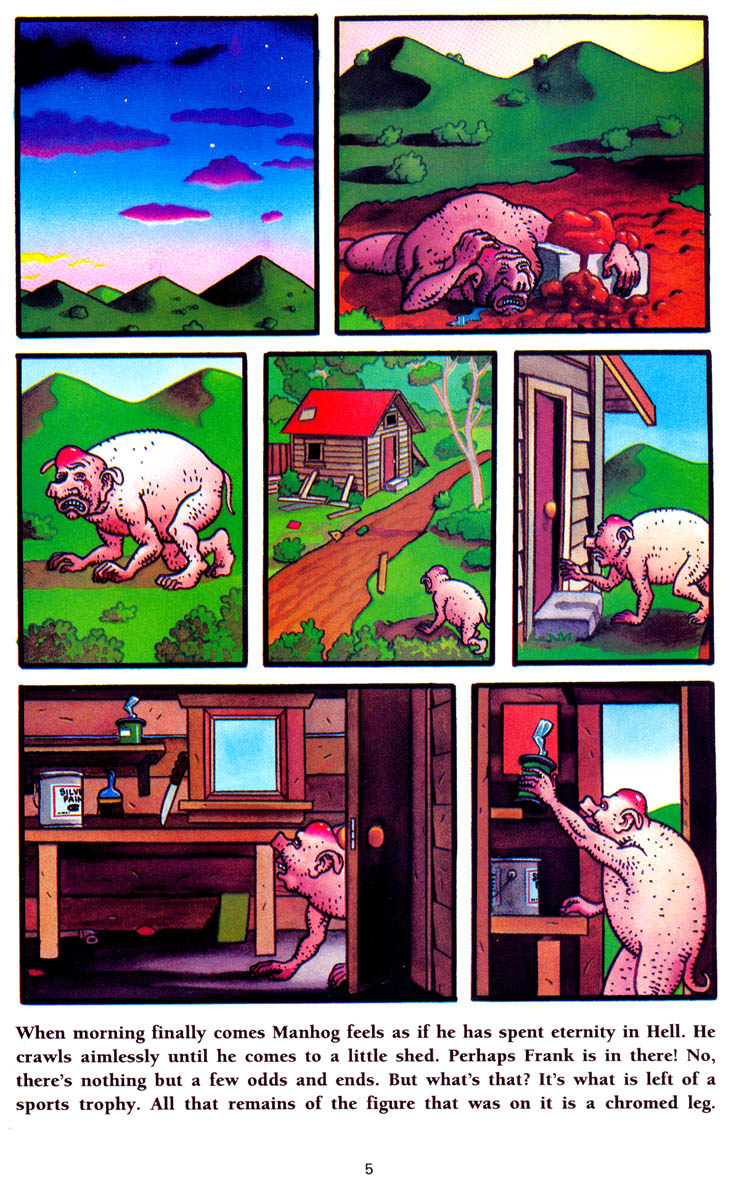 comic discovery frank jim_woodring legs manhog manhog_beyond_the_face picture_book pig porcine shed trophy