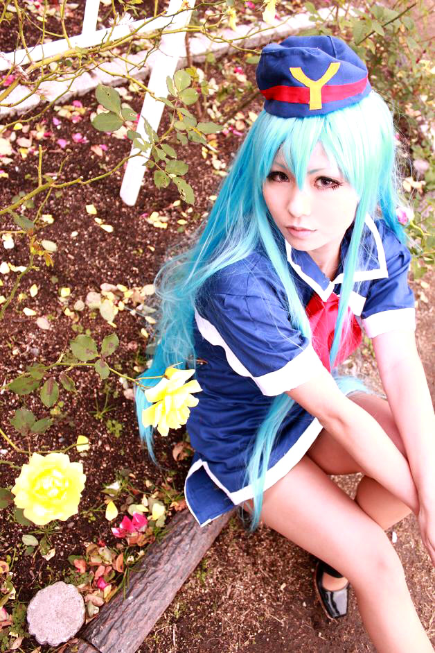 aqua_hair asian cosplay legs long_hair miniskirt photo real skirt stewardess tenjouin_katsura thighs yat yat_anshin!_uchu_ryokou yat_anshin_uchuu_ryokou