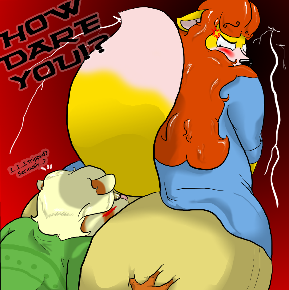 anthro big_butt blush butt canine duo female fox ginger huge_butt mammal oral red_panda rimming size_differance size_difference trip unknown_artist vixen wide_hips