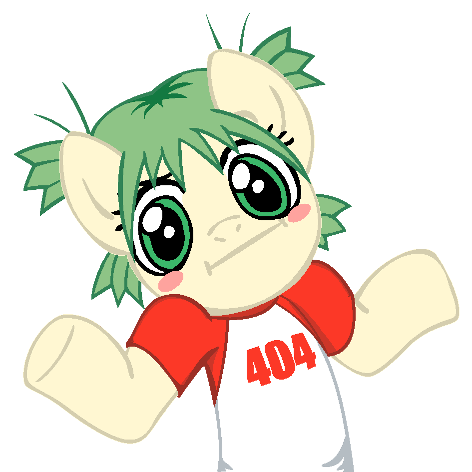 404 :| aliasing alpha_channel assimilation crossover edit equine green green_eyes green_hair hair horse male mammal meme moongazeponies my_little_pony parody photoshop pink plain_background pony red shopped shrug translucent transparent transparent_background white yotsuba