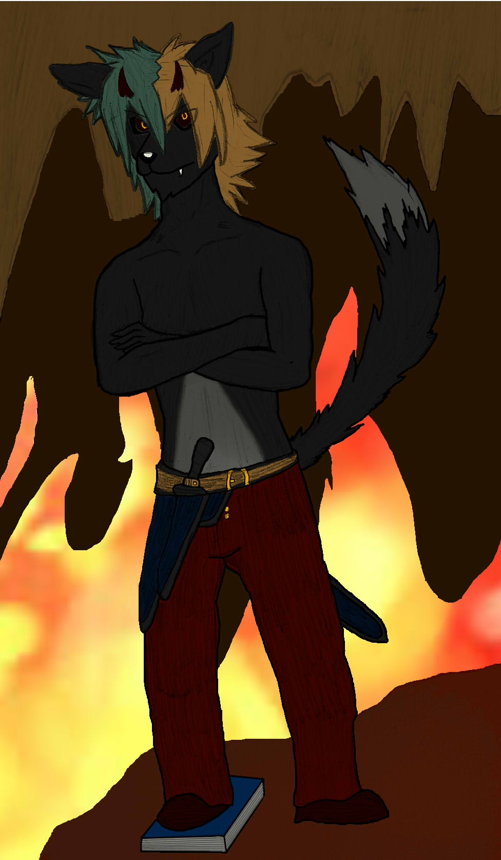 arashi_akuma(character) canine captainspadevatore demon hell lava lost_souls male mammal solo storm wolf