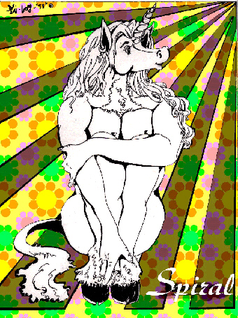 background_pattern equine female leg_hug sitting solo spiral uni-boy unicorn