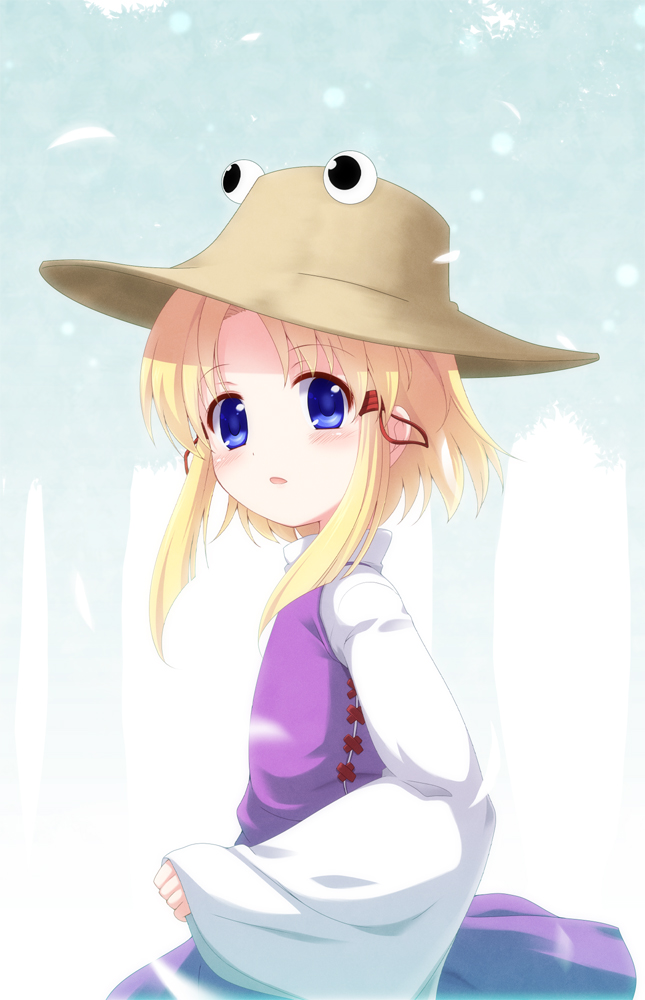 blonde_hair blue_eyes gotou_jin hat moriya_suwako short_hair solo touhou