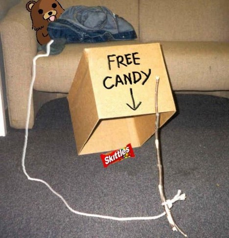 box candy couch drop_trap pedobear skittles stick string trap