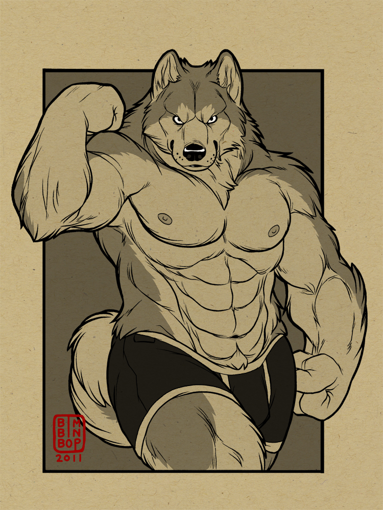 anthro bimbinbop canine dog looking_at_viewer male mammal muscles pose solo underwear