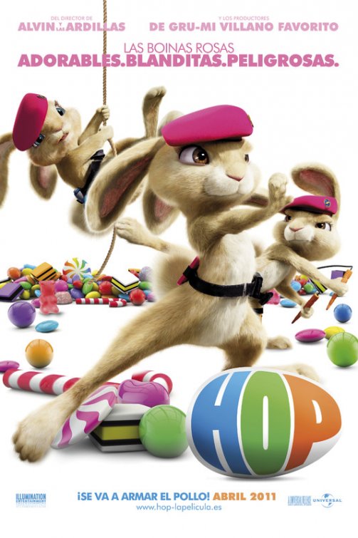 beret bit_(hop) candy female fluffy_(hop) hat hop hop_(movie) lagomorph mammal patches_(hop) pink_berets plain_background rabbit spanish_text text unknown_artist white_background