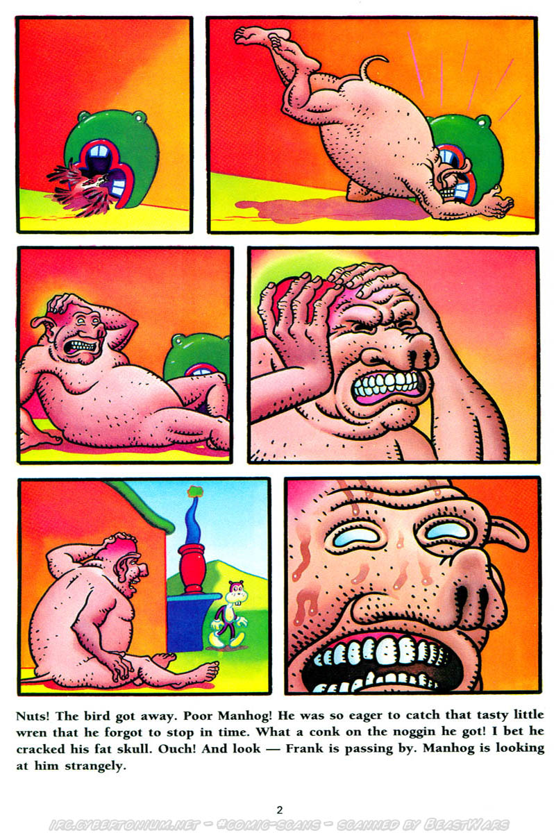 avian bird comic drain escape frank generic_cartoon_anthropomorph jim_woodring manhog manhog_beyond_the_face ouch picture_book pig porcine sweat wounded