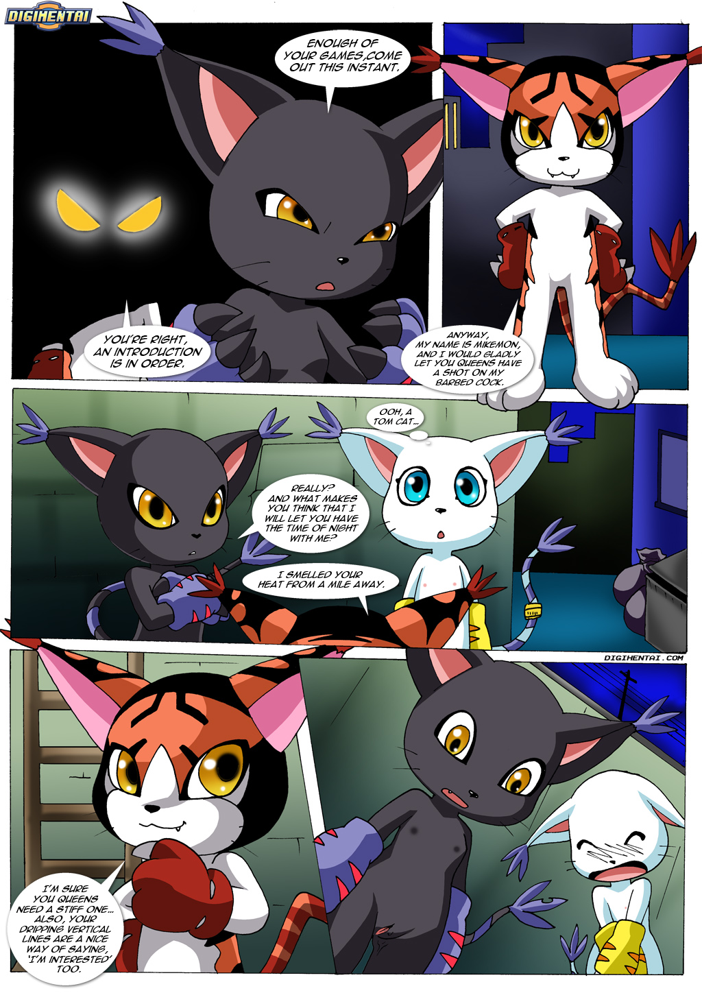 black_gatomon blackgatomon breasts cat comic digihentai digimon embarrassed feline female gatomon male mammal mikemon palcomix pussy straight