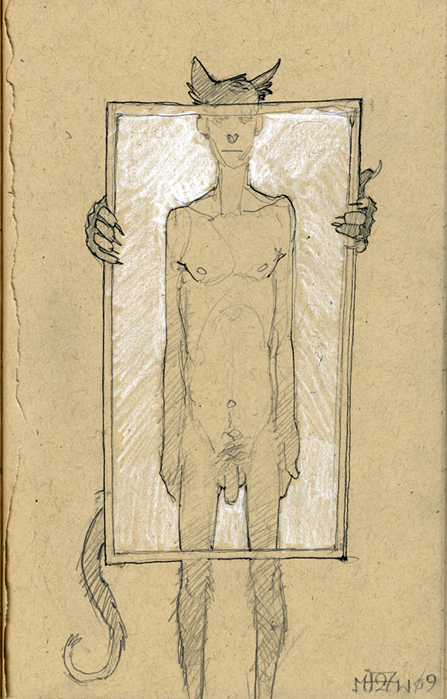 &middot;_&middot; body_image f27 flaccid gangly human male mirror nude pencils pov reflection sketch solo tail