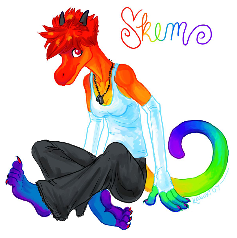 chameleon cute dog_tags female hippy kabuki_homewood rainbow skem solo
