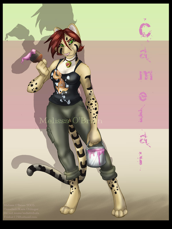 brush camelai clothing clouded_leopard decorating feline female melissa_o'brien paint paintbrush painting solo