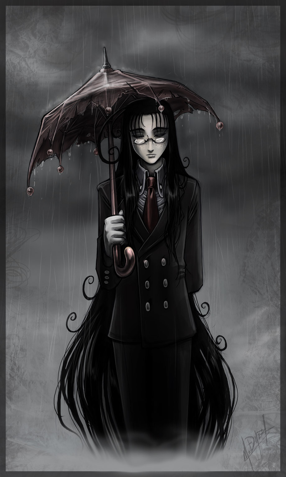 hellsing long_hair megane rip_van_winkle tagme umbrella