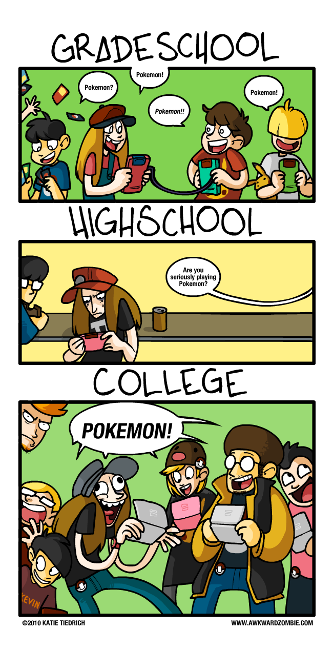 awkwardzombie clothed clothing comic dialog diglett english_text frown gameboy gameboy_advance group hair hat human humor humour katie_tiederich katie_tiedrich long_hair male mammal nintendo nintendo_ds open_mouth pikachu pok&#233;mon pok&eacute;mon school smile soda teeth text tongue video_games