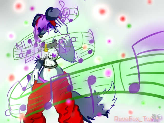 breasts canine clothing collar dog female fishnet hair mammal music_notes musical_note nipples panties pants purple purple_hair solo the_legend_of_zelda twifoxy underwear video_games zoa