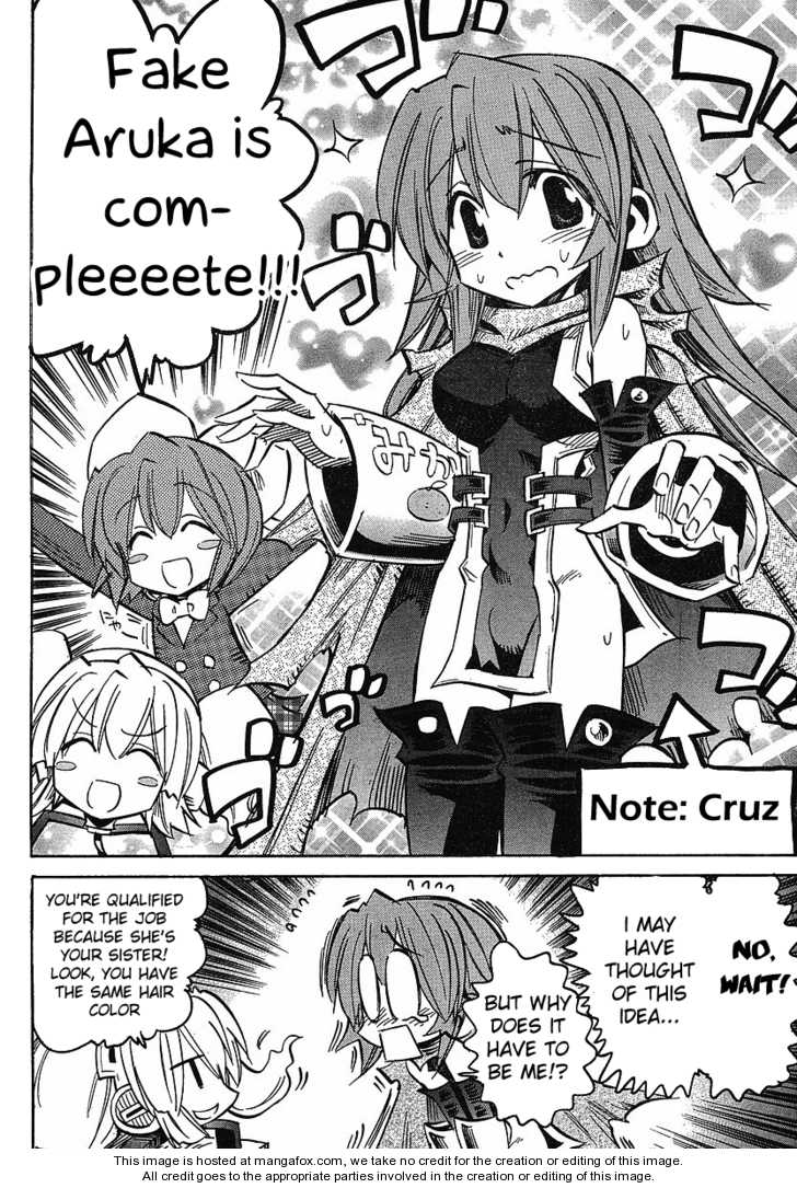 2girls blush bulge comic crossdressing cruz_schild disc_(needless) greyscale hard_translated long_hair mio_(needless) monochrome multiple_girls needless non-web_source otoko_no_ko short_hair thighhighs translated