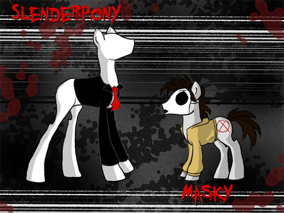 black_eyes blood brown_hair cellcow clothing cutie_mark empty_eyes equine hair horror horse male mammal masky my_little_pony necktie no_face pony slendermane slenderpony suit
