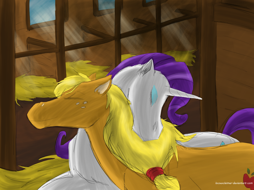 barn duo equine female feral friendship_is_magic hay horn horse locoexclaimer mammal my_little_pony nuzzle pony rarity_(mlp) stable sunlight unicorn