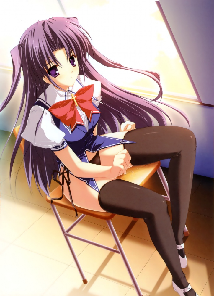 lyrical_lyric mikeou pantsu school_uniform takami_rin thighhighs