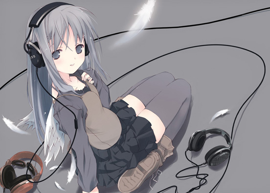 audio-technica copyright_request feathers headphones koss ruroo solo thighhighs zettai_ryouiki