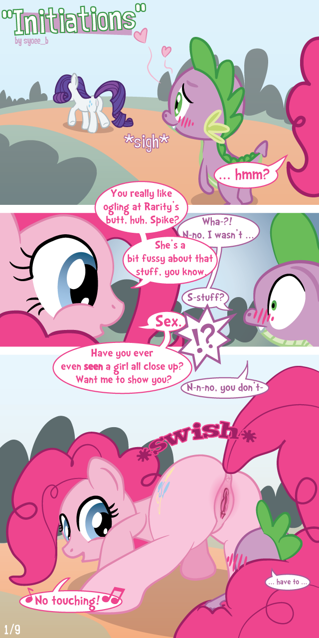 &hearts; anus aroused asking_for_it ass_up blue_eyes blush butt clitoris comic cub cutie_mark dialog dialogue dragon equine female feral friendship_is_magic fur green_eyes hair horse inviting looking_back male mammal musical_note my_little_pony outside pink pink_body pink_fur pink_hair pinkie_pie_(mlp) playful pony presenting presenting_hindquarters purple_hair purple_scales pussy raised_tail rarity_(mlp) scalie sex_ed sex_education showing_off sigh sing-song smile spade_tail spike_(mlp) straight syoee_b tail teasing text unicorn white white_fur young