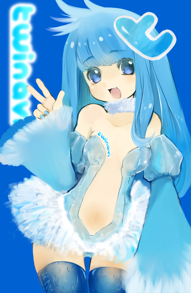 bad_id bad_pixiv_id blue_eyes blue_hair detached_sleeves maroyan personification solo thighhighs twitter