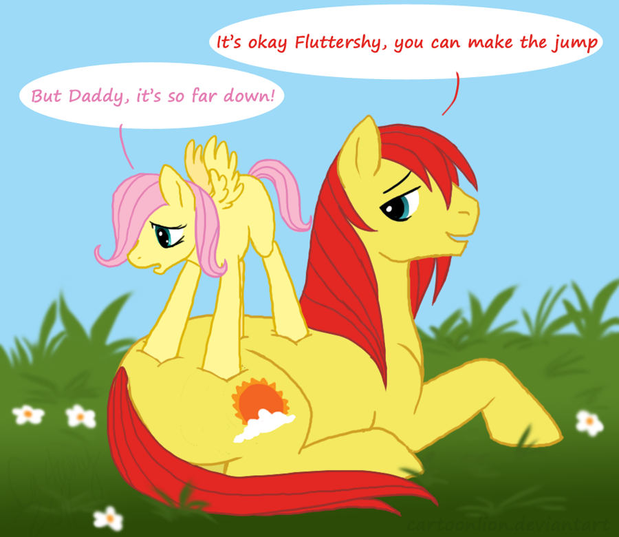 cartoonlion cute english_text equine female feral fluttershy's_father_(mlp) fluttershy_(mlp) friendship_is_magic g1 hair horse male mammal my_little_pony pegasus pink_hair pony sunburst_(mlp) text wings