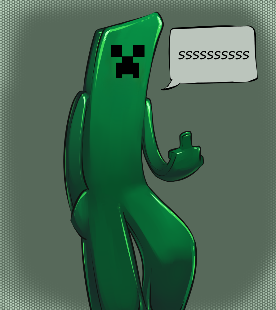 edit fuck_you green green_body gumby middle_finger minecraft photoshop shopped solo the_finger unknown_artist video_games