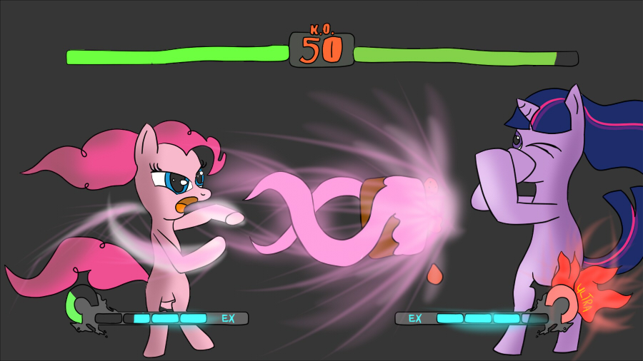 equine female feral fighting_game friendship_is_magic fur hadoken hadouken horn horse mammal my_little_pony pink_fur pinkie_pie_(mlp) pony street_fighter twilight_sparkle_(mlp) unicorn unknown_artist video_games