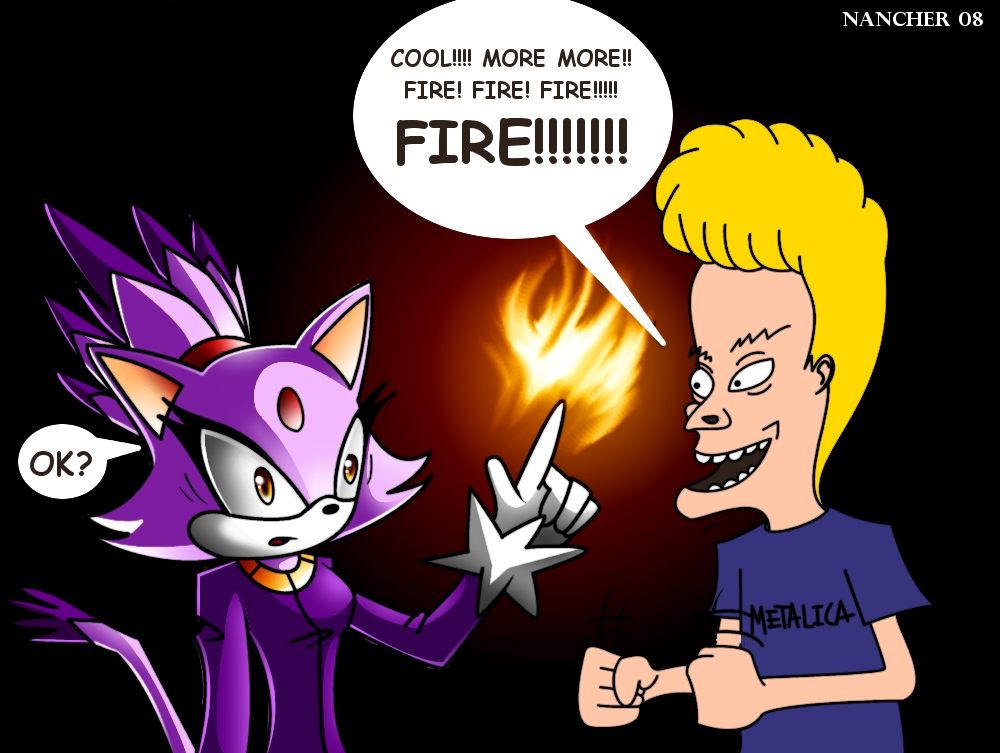 beavis beavis_and_butthead blaze_the_cat cat feline female fire hair hedgehog male mammal moron nancher purple purple_hair sega sonic_(series)