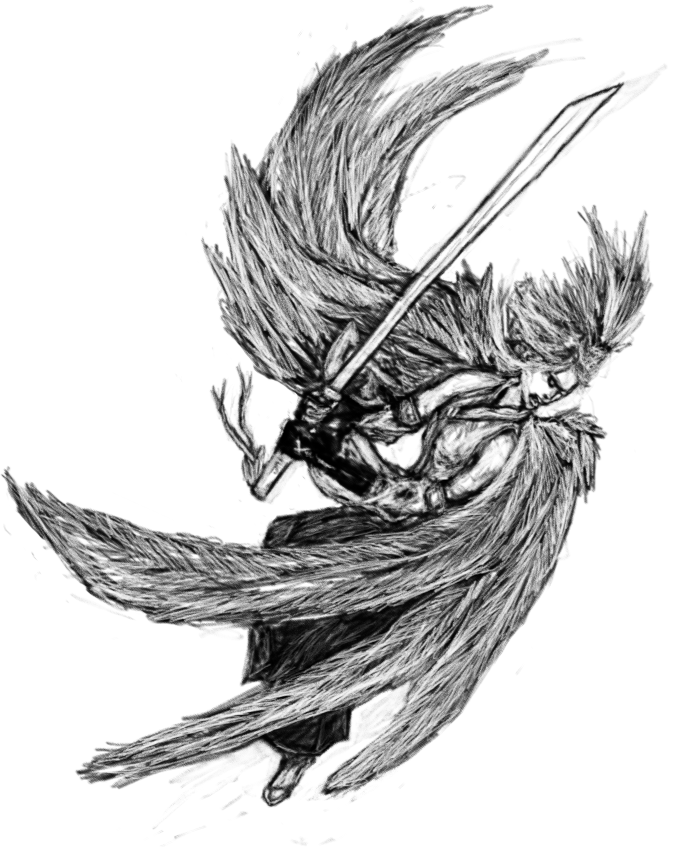 mahou_sensei_negima mahou_sensei_negima! monochrome sakurazaki_setsuna sword weapon wings