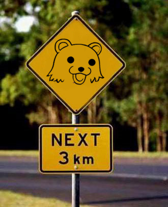 pedobear road sign trees warning