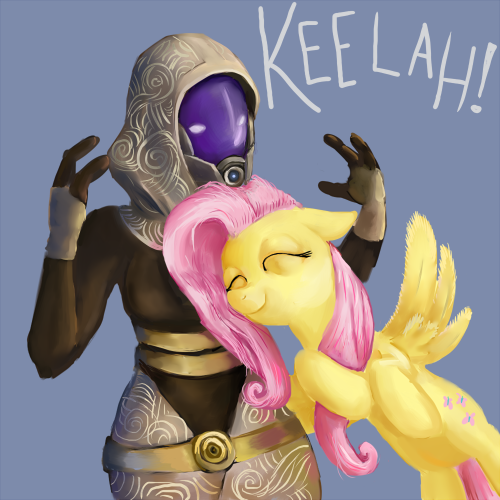 cutie_mark equine eyes_closed female feral fluttershy_(mlp) friendship_is_magic hair hasbro mammal mass_effect my_little_pony pegasus pink_hair tali'zorah_nar_rayya tali'zorah_vas_normandy tali'zorah_nar_rayya unknown_artist wings