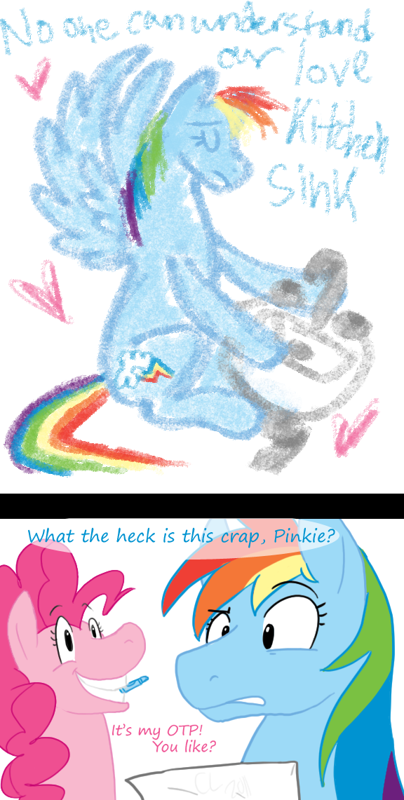 &hearts; art_creation cartoonlion comic creating_art critical_reception drawing equine everything_including female feral friendship_is_magic fur hair hasbro horse inanimate_object kitchen_sink kitchken_sink mammal multi-colored_hair my_little_pony pairing pegasus pink_fur pink_hair pinkie_pie_(mlp) pony rainbow_dash_(mlp) rainbow_hair shipping sink wing_boner wings