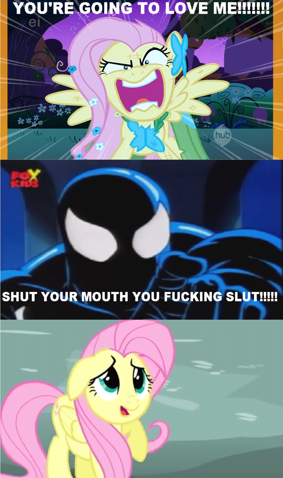 equine female fluttershy_(mlp) friendship_is_magic hasbro horse male my_little_pony pegasus spiderman