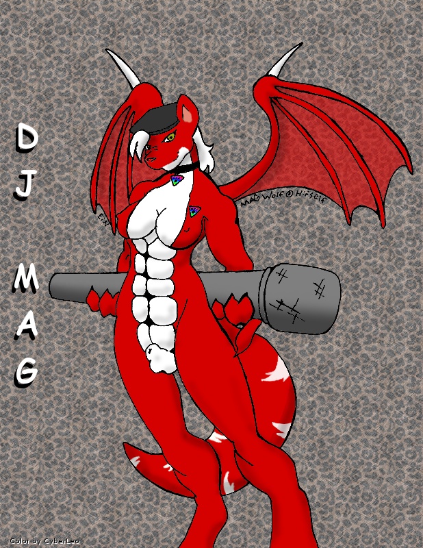 artist_ein balls breasts canine dickgirl dragon hat intersex magwolf magwolf_drago mammal muscles old photo sheath solo unknown_artist wings wolf wolgon