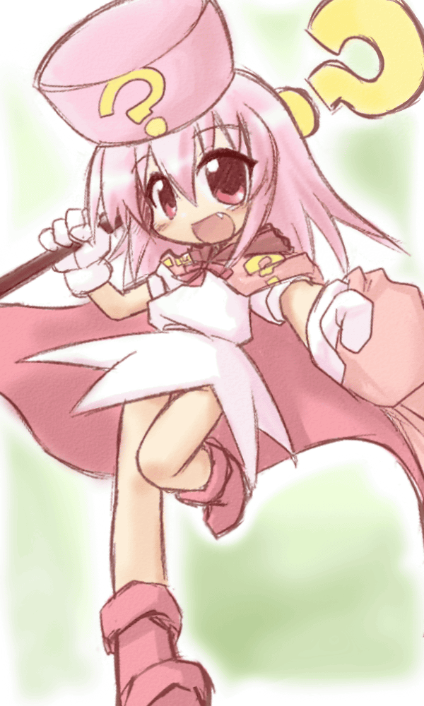 1girl ? cape copyright_request fang gloves hatena_yousei ikkyuu loli pink_hair skirt solo