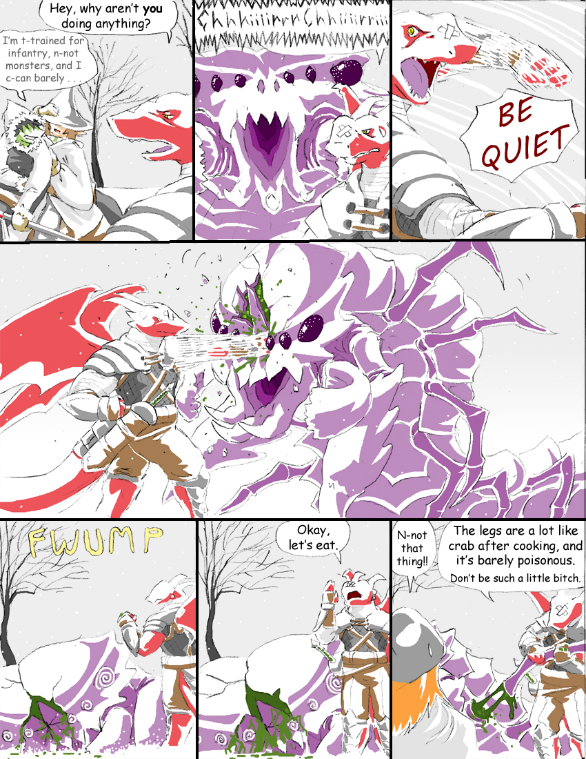 comic dialog dragon dranz elf english_text horn kill male reiger scalie snow text wings