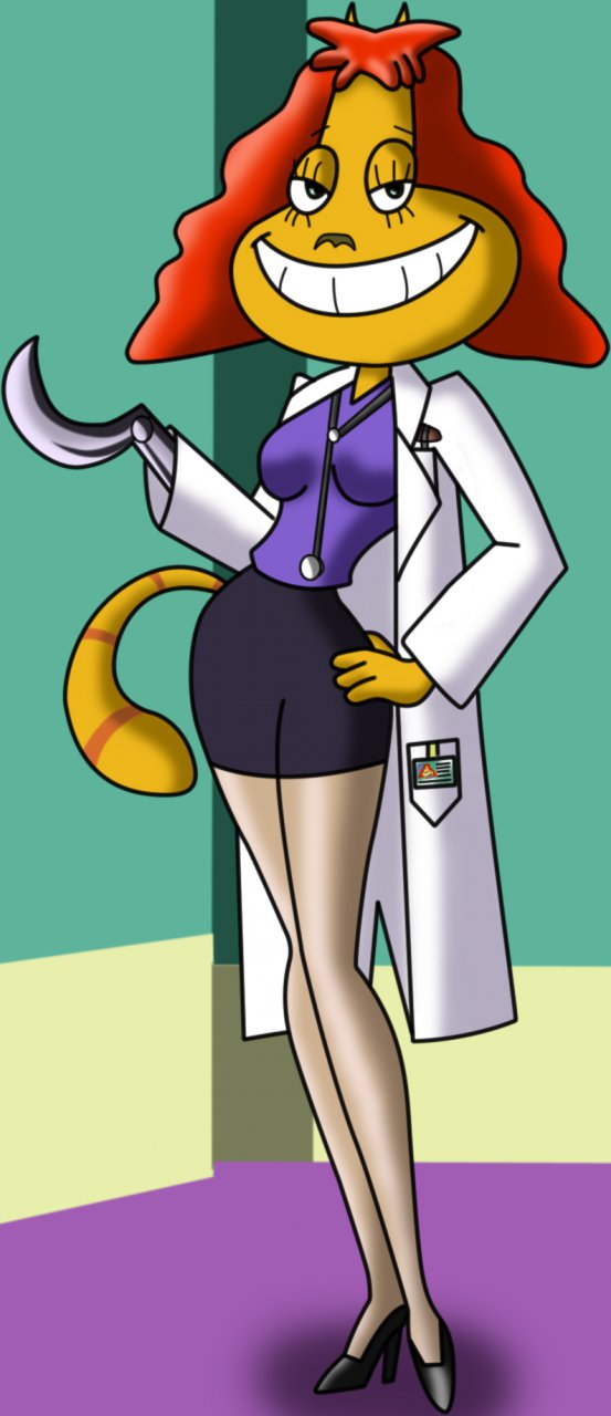 anthro clothed clothing doctor dr_hutchison feline female gogitlux hair hook mammal red_hair rocko's_modern_life rocko's_modern_life solo standing unknown_artist