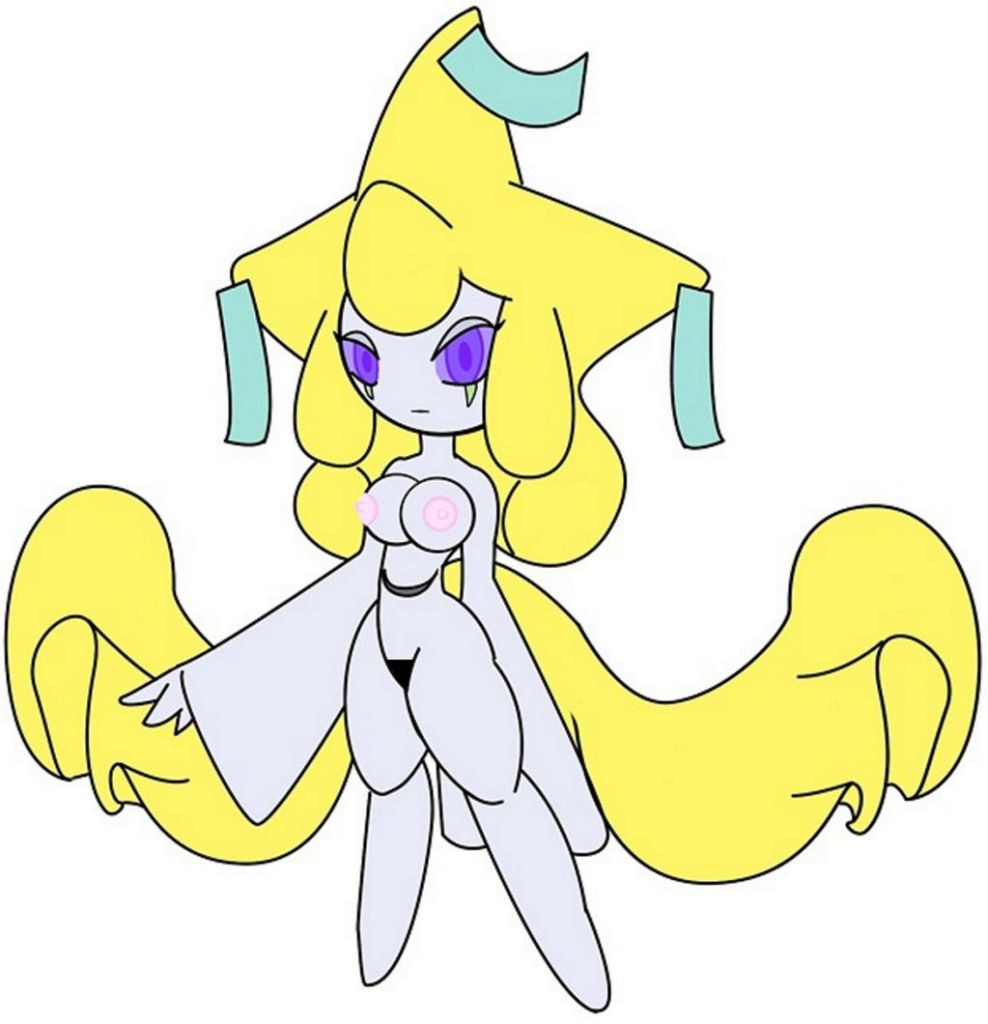blonde_hair breasts female gb_of_bs hair jirachi legendary_pok&#233;mon long_hair looking_at_viewer nintendo nipples plain_background pok&#233;mon pok&eacute;mon purple_eyes purple_sclera simple_background solo video_games warm_colors white white_background white_body yellow_hair
