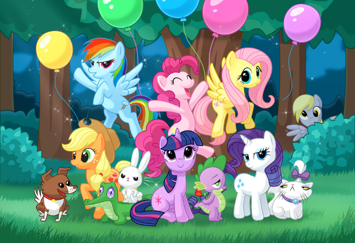 alligator angel_(mlp) applejack_(mlp) balloons blue_eyes bushes canine cast cat cutie_mark derpy_hooves_(mlp) dog dragon equine feline female fluttershy_(mlp) forest friendship_is_magic green_eyes gummy_(mlp) hasbro hat hiding horse male my_little_pony opalescence_(mlp) peeking pegasus pink_hair_(mlp) pinkie_pie_(mlp) pose purple_eyes rainbow_dash_(mlp) rarity_(mlp) reptile scalie sitting spike_(mlp) standing tree twilight_sparkle_(mlp) two_tone_hair unicorn wings winona_(mlp) wood