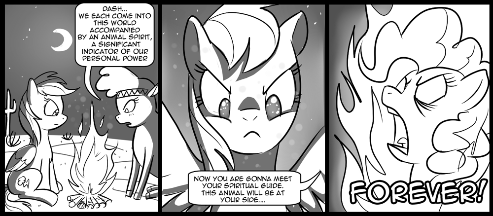 cactus comic desert equine female feral fire friendship_is_magic hasbro horse little_strongheart_(mlp) madmax mammal monochrome moon my_little_pony pegasus pinkie_pie_(mlp) pinkie_pie_out_of_fucking_nowhere pony rainbow_dash_(mlp) wings
