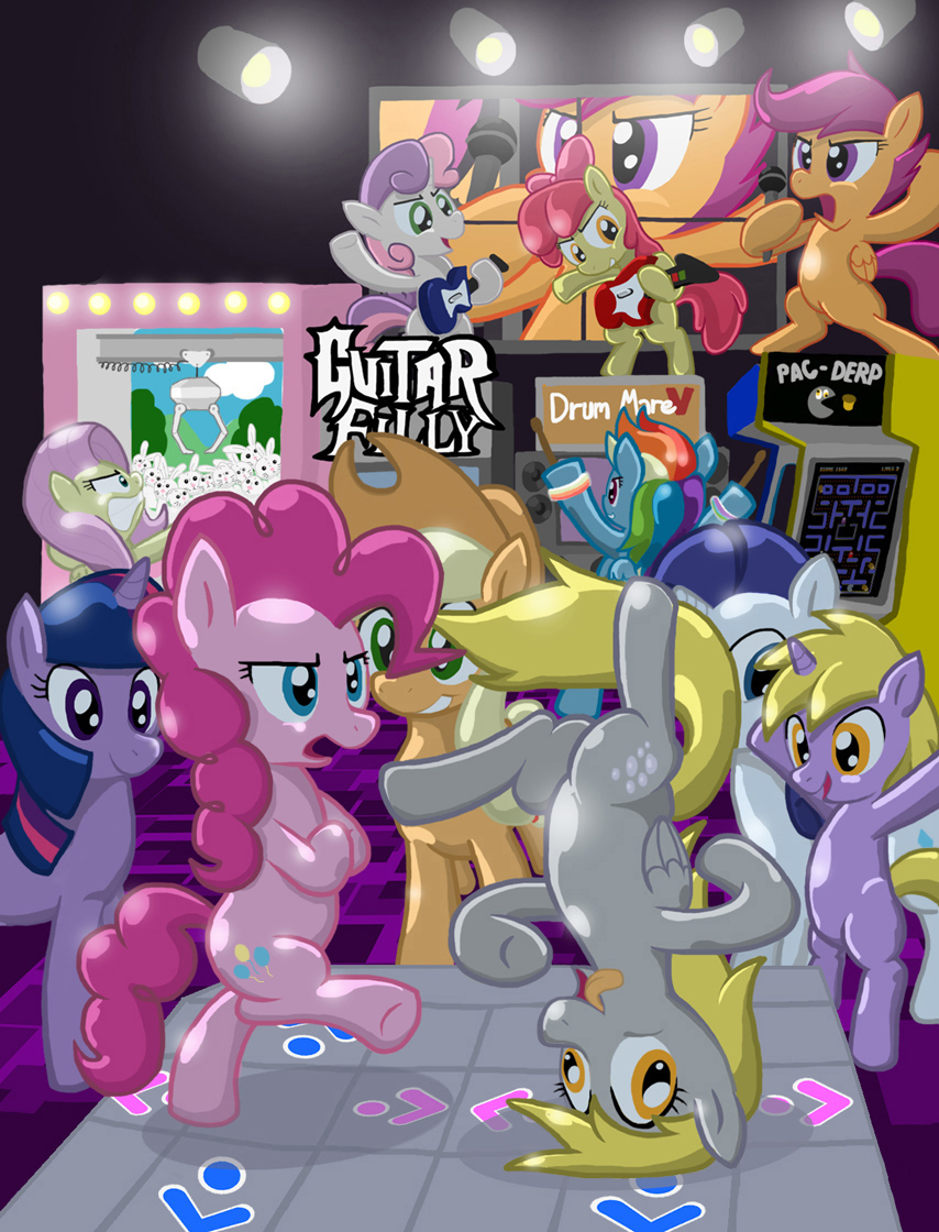 applebloom_(mlp) applejack_(mlp) blue_fur crane cub cutie_mark cutie_mark_crusaders_(mlp) dance_dance_revolution dancing ddr derpy_hooves_(mlp) dinky_hooves_(mlp) equine female feral fluttershy_(mlp) friendship_is_magic fur group guitar guitar_hero hair hasbro horn horse long_hair mammal microphone my_little_pony pegacorn pegasus pink_fur pink_hair pinkie_pie_(mlp) pony rainbow_dash_(mlp) rarity_(mlp) scootaloo_(mlp) short_hair shutterflye sweetie_belle_(mlp) sweety_bell_(mlp) tail twilight_sparkle_(mlp) unicorn video_games wings young