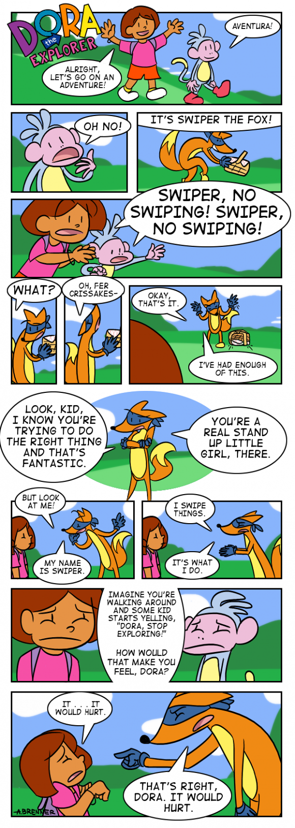 canine comic dora dora_the_explorer english_text female fox hinoneko human humor humour male mammal monkey primate realization swiper text the_truth