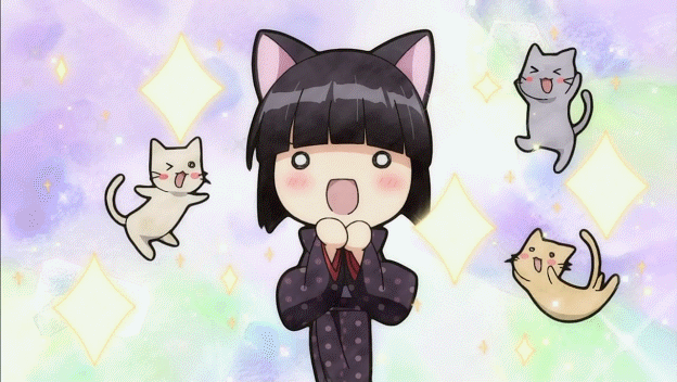 animated animated_gif black_eyes cat dance dancing gif ikoku_meiro_no_croisee japanese_clothes kimono neko yukata yune_(ikoku_meiro_no_croisee)