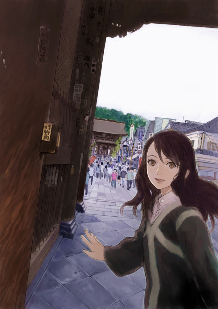 brown_eyes brown_hair long_hair looking_at_viewer original pikomaro real_world_location solo