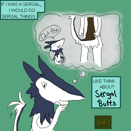 butt chin dat_ass_(meme) ears eyes fingers meme nostrils sergaelic sergal tail tail_poof thinking thought_cloud thumb