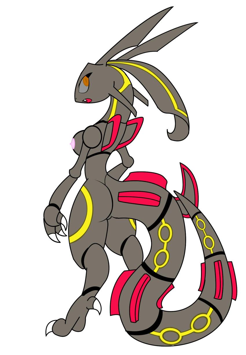 breasts female gb_of_bs nipples pok&eacute;mon rayquaza shiny side_boob solo
